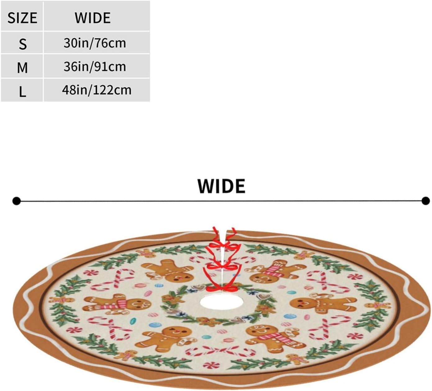 Christmas Tree Skirt,Gingerbread Xmas Tree Skirt Rustic Farmhouse Tree Skirt for Christmas Decor Xmas Holiday Home Party Decorations30