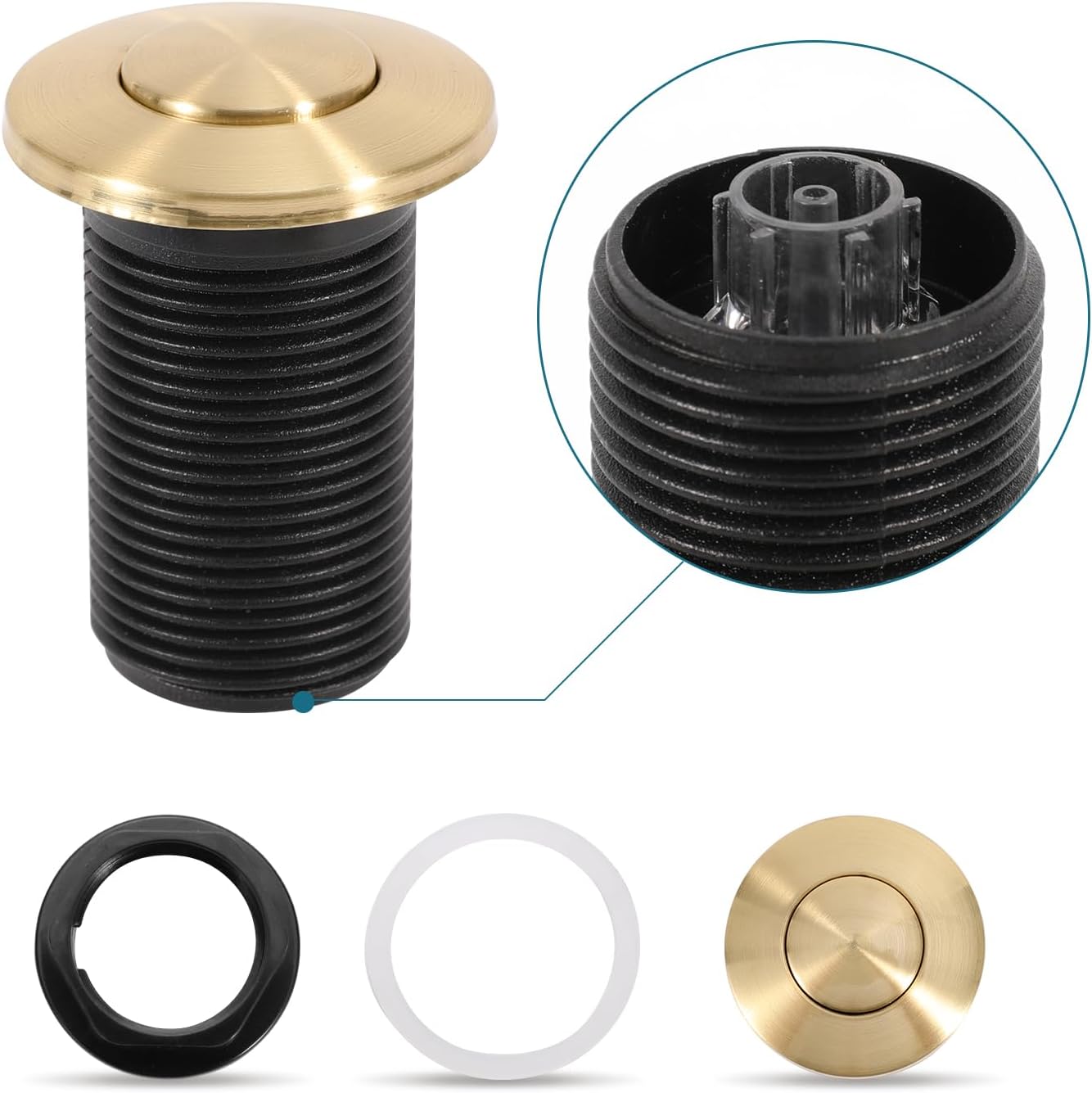 RQYEKDO Garbage Disposal Air Switch Kitchen Sink Top Long Stainless Steel Brushed Nickel Long 32mm/1.26 inch for Food and Waste Disposal On/Off Air Button Parts