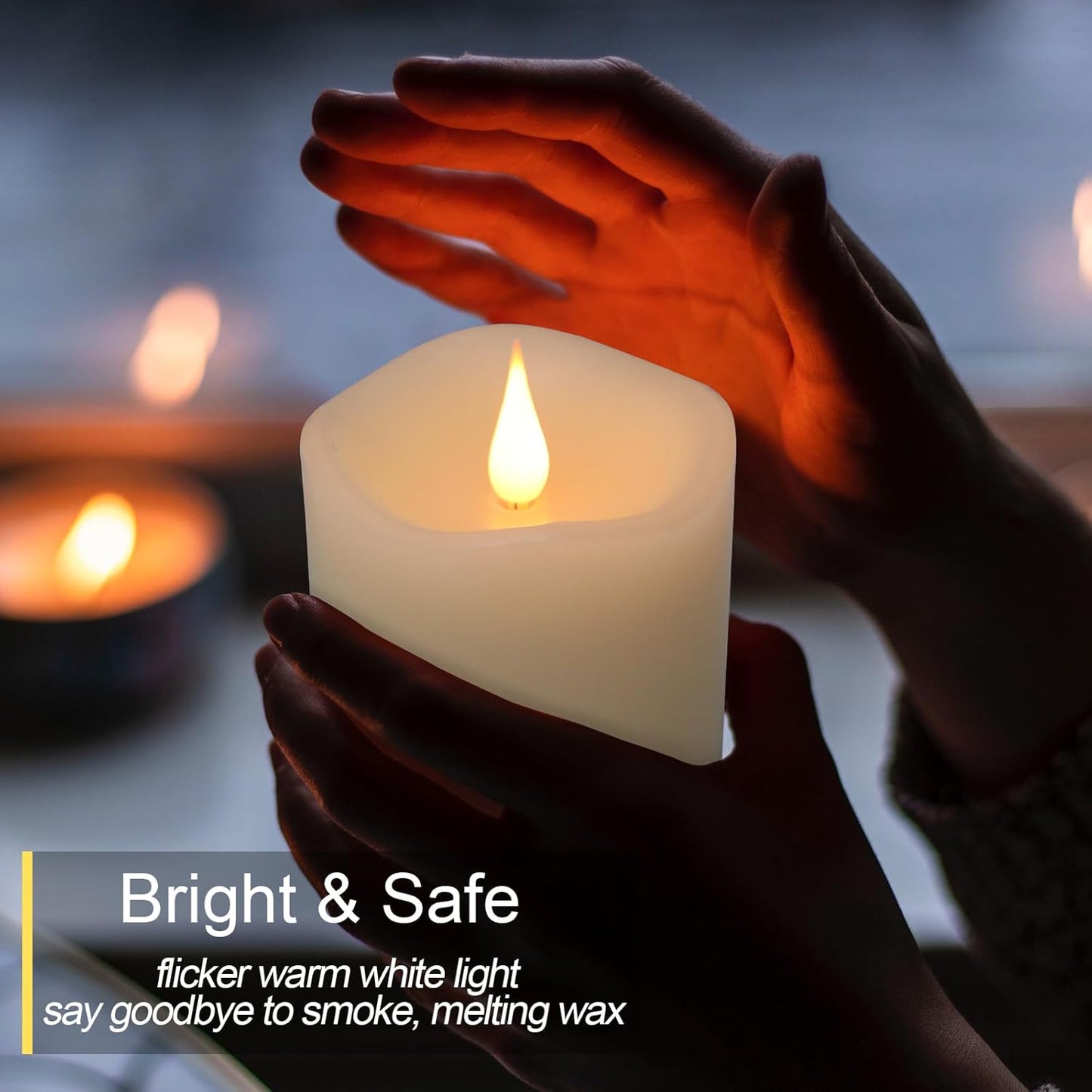 Flameless Candles Battery Operated with Remote Timer, 3D Moving Flame Flickering, Last 600+ Hours Battery Candles, Set of 3 Ivory Real Wax Electric LED Candle for Wedding Party Decor