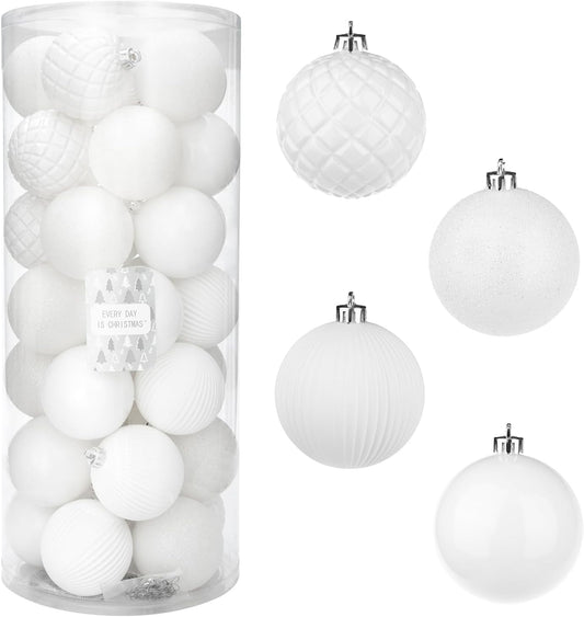 Every Day is Christmas Ornaments, Shatterproof Christmas Tree Ornament Set, Christmas Balls Decoration 35 Count (2.75"/70mm, Cream)