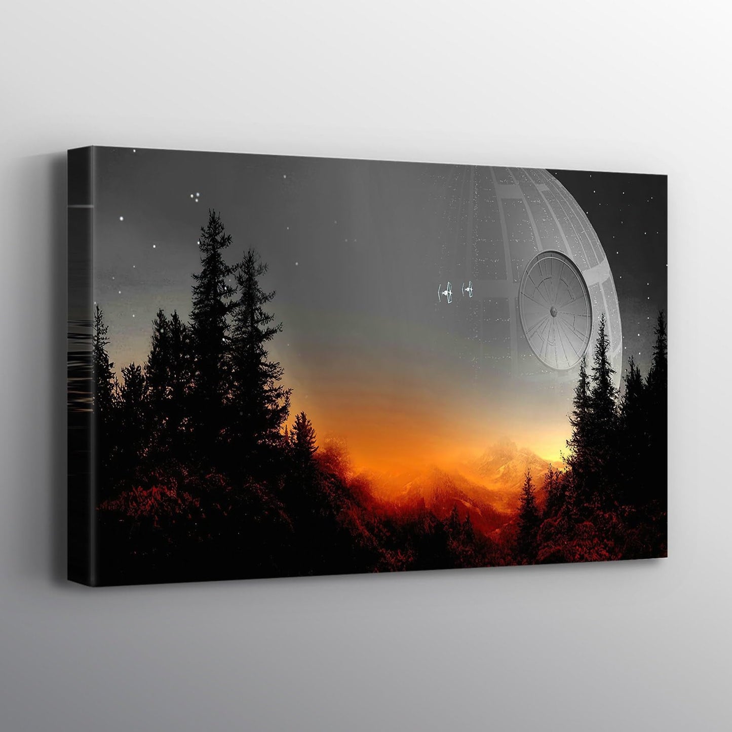 Death Star Inspired Canvas Print Wall Art | Futuristic Space Station Artwork | Smooth Surface Home Decor – Various Sizes (36in x 24in Gallery Wrapped)