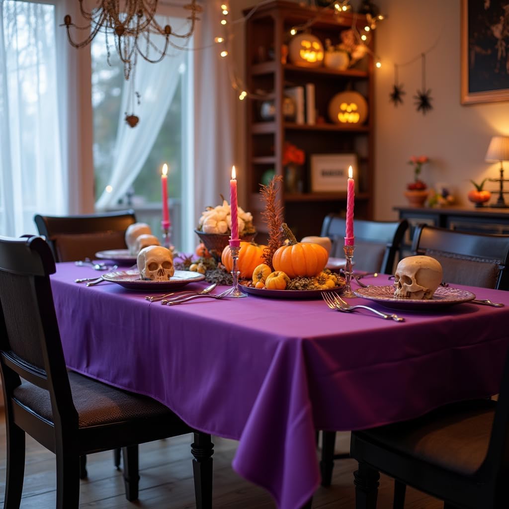 sancua Rectangle Tablecloth - 70 x 108 Inch - Stain and Wrinkle Resistant Washable Polyester Table Cloth, Decorative Fabric Table Cover for Dining Tables, Buffet Parties and Camping, Purple