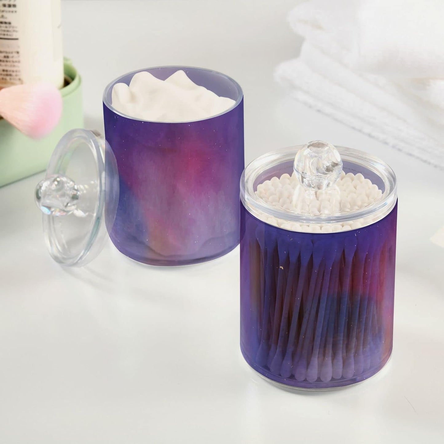 Galaxy Purple 2PCS Airtight Transparent Glass Storage Jar, Food Storage Container Glass, Can Store Candy, Salt, Coffee Beans, With lid, Easy To Use…