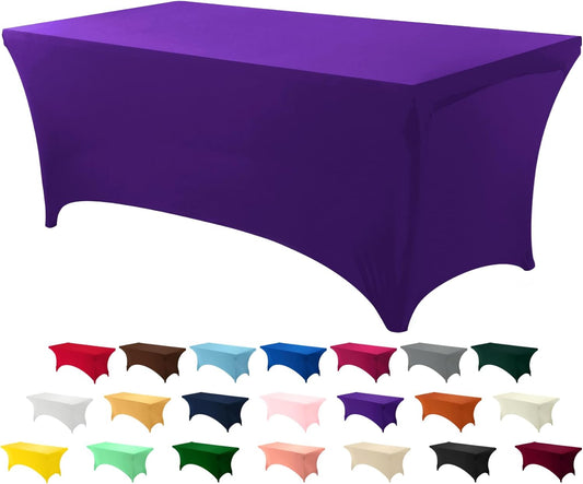 Utopia Kitchen 6FT Spandex Tablecloth [1 Pack, Purple] 200 GSM Stretch, Fitted, Washable and Wrinkle Resistant Table Cloth Rectangle Cover for Trade Shows, Wedding, Parties [72Lx30Wx30H Inch]
