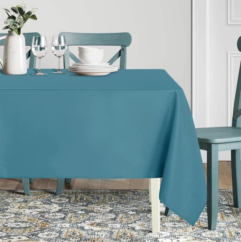 sancua Rectangle Tablecloth - 54 x 78 Inch - Stain and Wrinkle Resistant Washable Polyester Table Cloth, Decorative Fabric Table Cover for Dining Tables, Buffet Parties and Camping, Teal