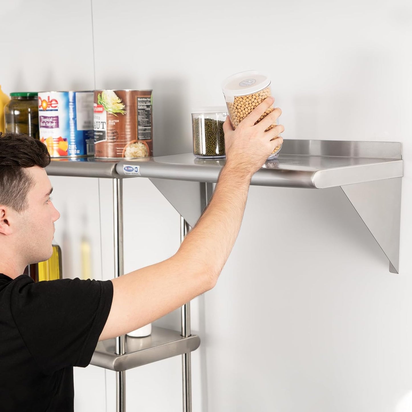 HARDURA Stainless Steel Shelf 12" x 24", 210lb Commercial Shelves Wall Mount Metal Shelving with Backsplash and Brackets for Kitchen, Restaurant, Laundry Room and Home