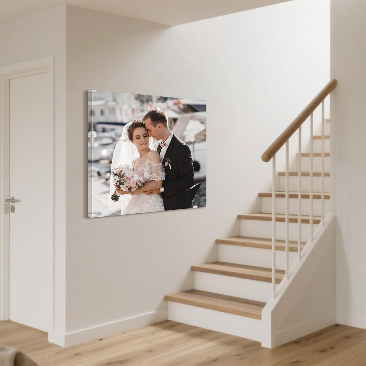 Personalized Custom Canvas Prints with Your Photos & Text, Customized Picture Print, Transform Own Images Into Framed Wall Art Digitally Printed Photo to Canvas, Keepsakes Gifts for Family 28x28’’