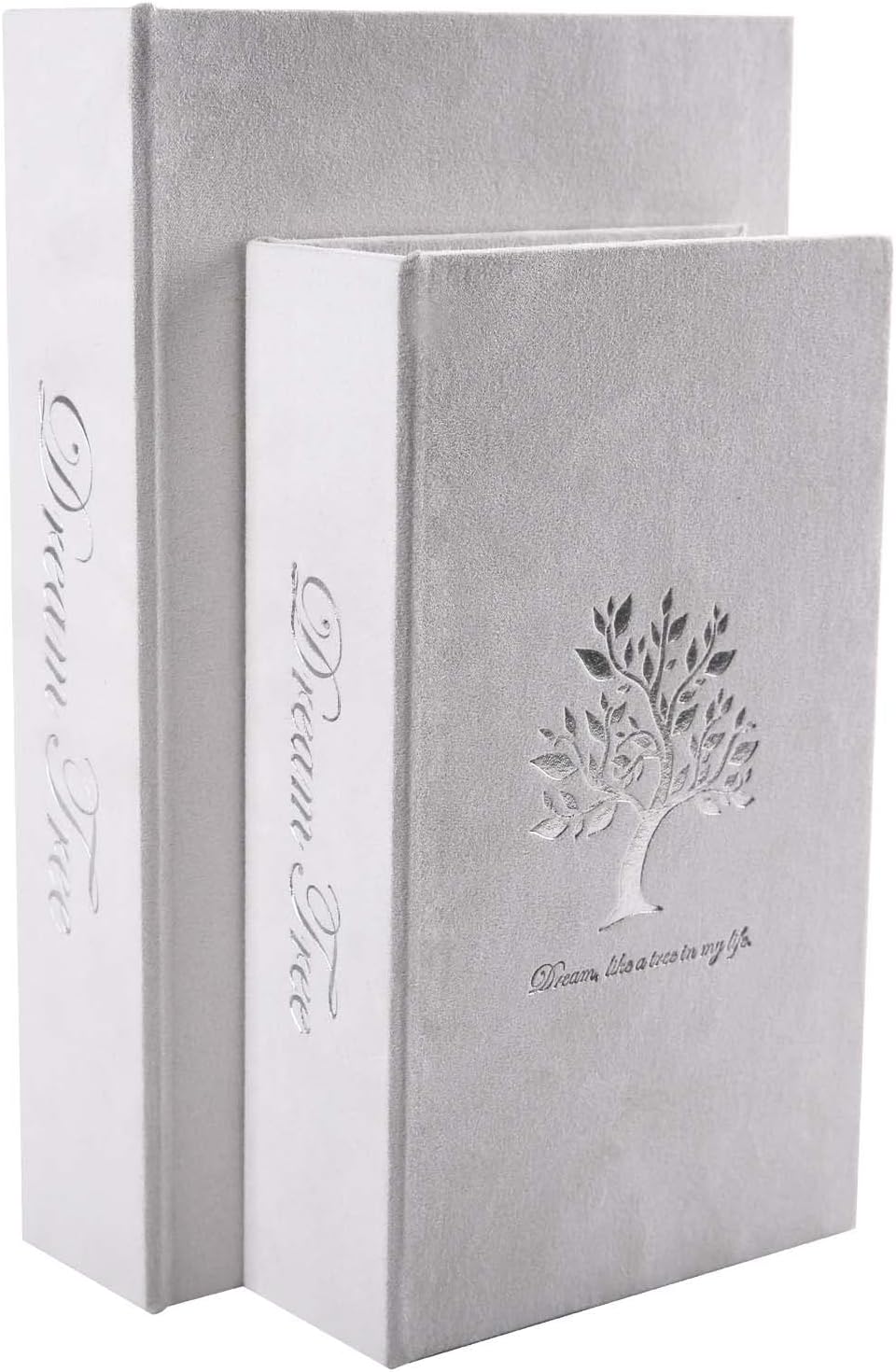 Decorative Book Boxes: Faux Books for Coffee Tables and Bookshelves, Home Decor Set of 2 Fashion Storage Boxes (Dream Tree)
