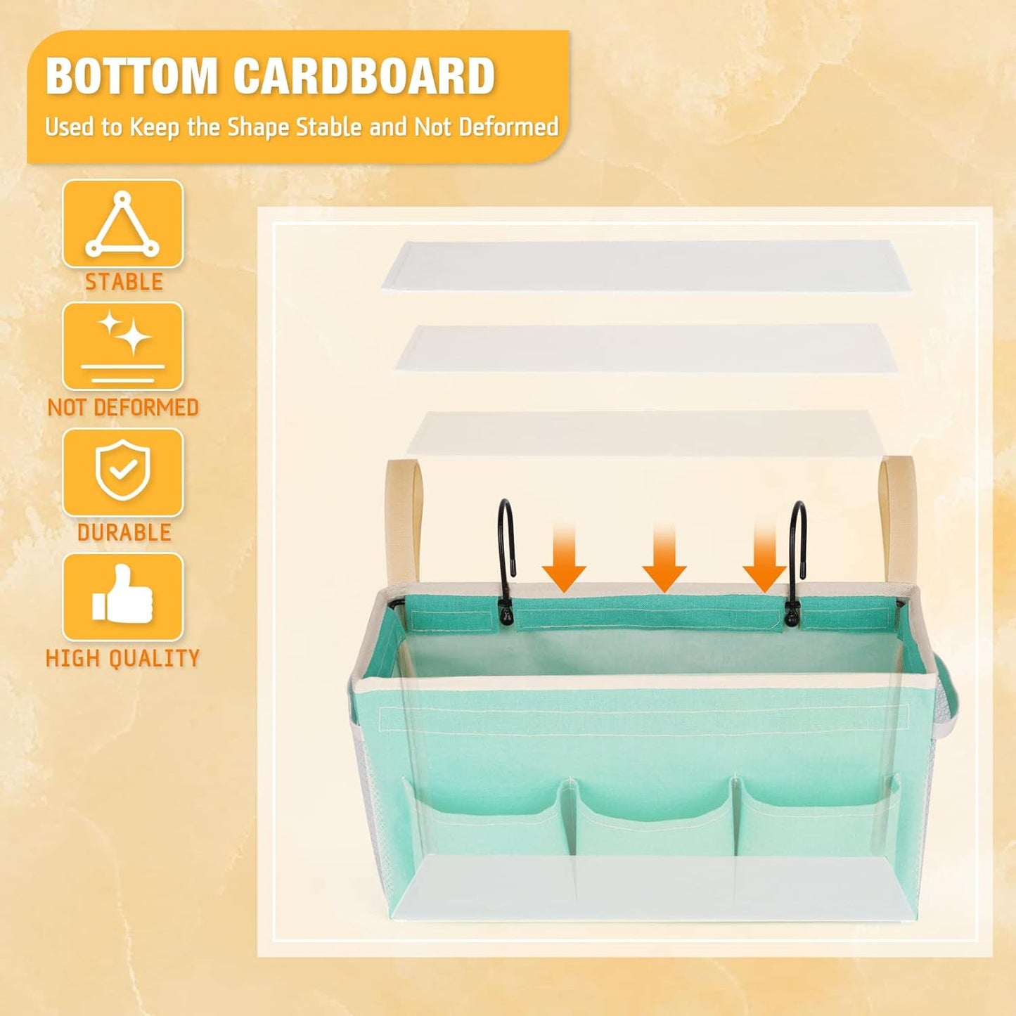 Bedside Caddy Bedside Organizer Bedside Storage Caddy with Fixed Straps and Water Bottle Holder for Home College Dorm Bunk Bed Hospital Bed Crib Bed Rails (2pcs Green)