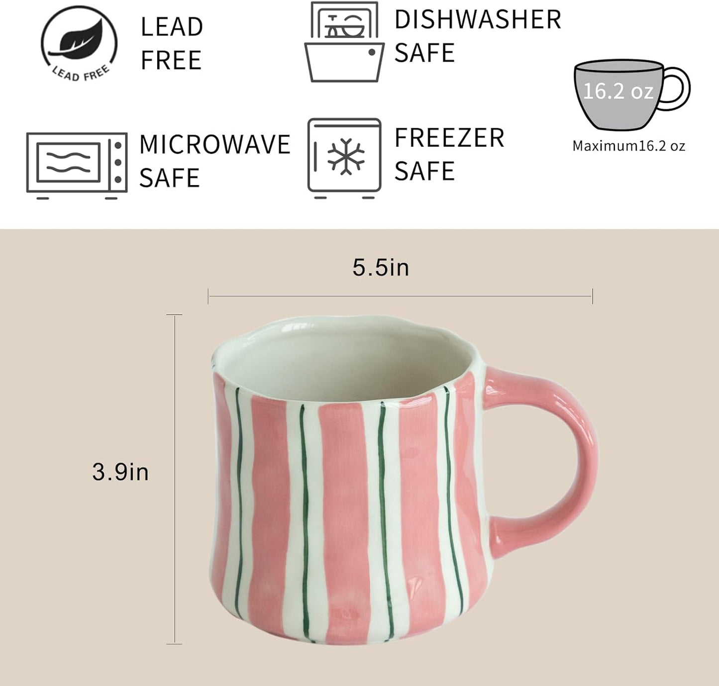 Vibrant Striped Ceramic Coffee Mug - Unique Red Design, 12oz, Microwave & Dishwasher Safe, Perfect for Daily Brews tea or coffee