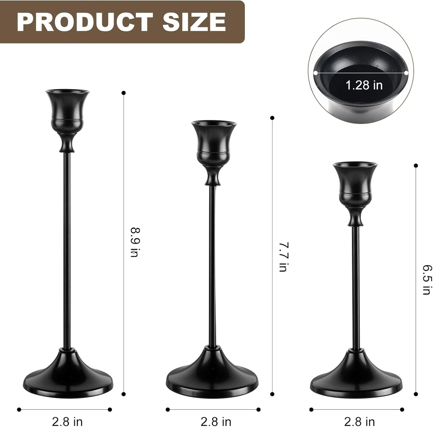 Candlestick Holders, 6PCS Metal Taper Candle Holder, Black Candle Holders for Candlesticks, Candle Holder for Halloween Decorations