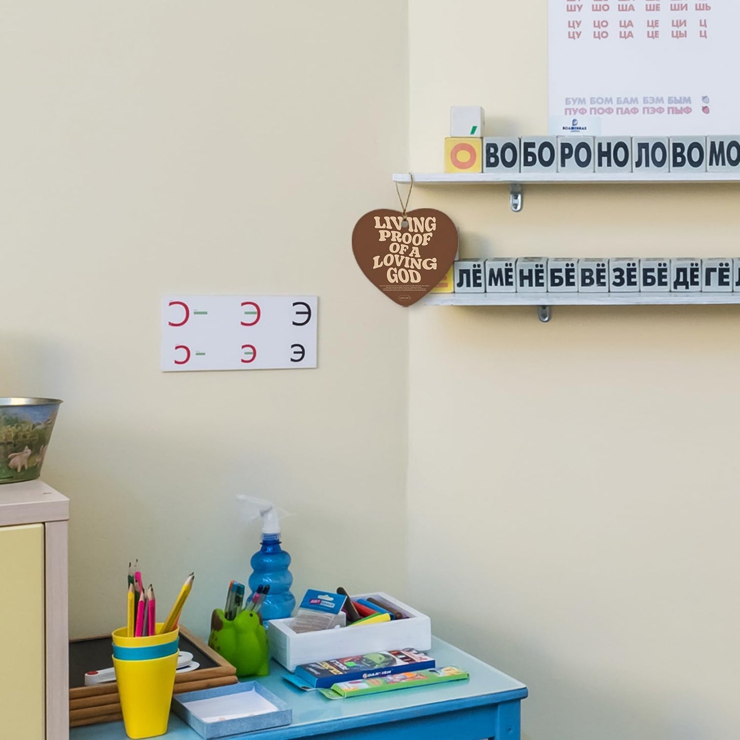 Christian Ornaments, Living Proof of a Loving God Scripture Religious Ceramic Ornament Heart Keepsake Decorations, Christian Gifts for Women Teen Girls