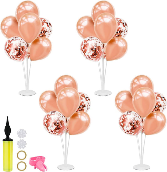 Rose Gold Balloon Stand Centerpiece Table Decorations for Birthday Anniversary Engagement Wedding Bridal Shower Graduation Mother's Day Party Decorations(Rose gold set4)