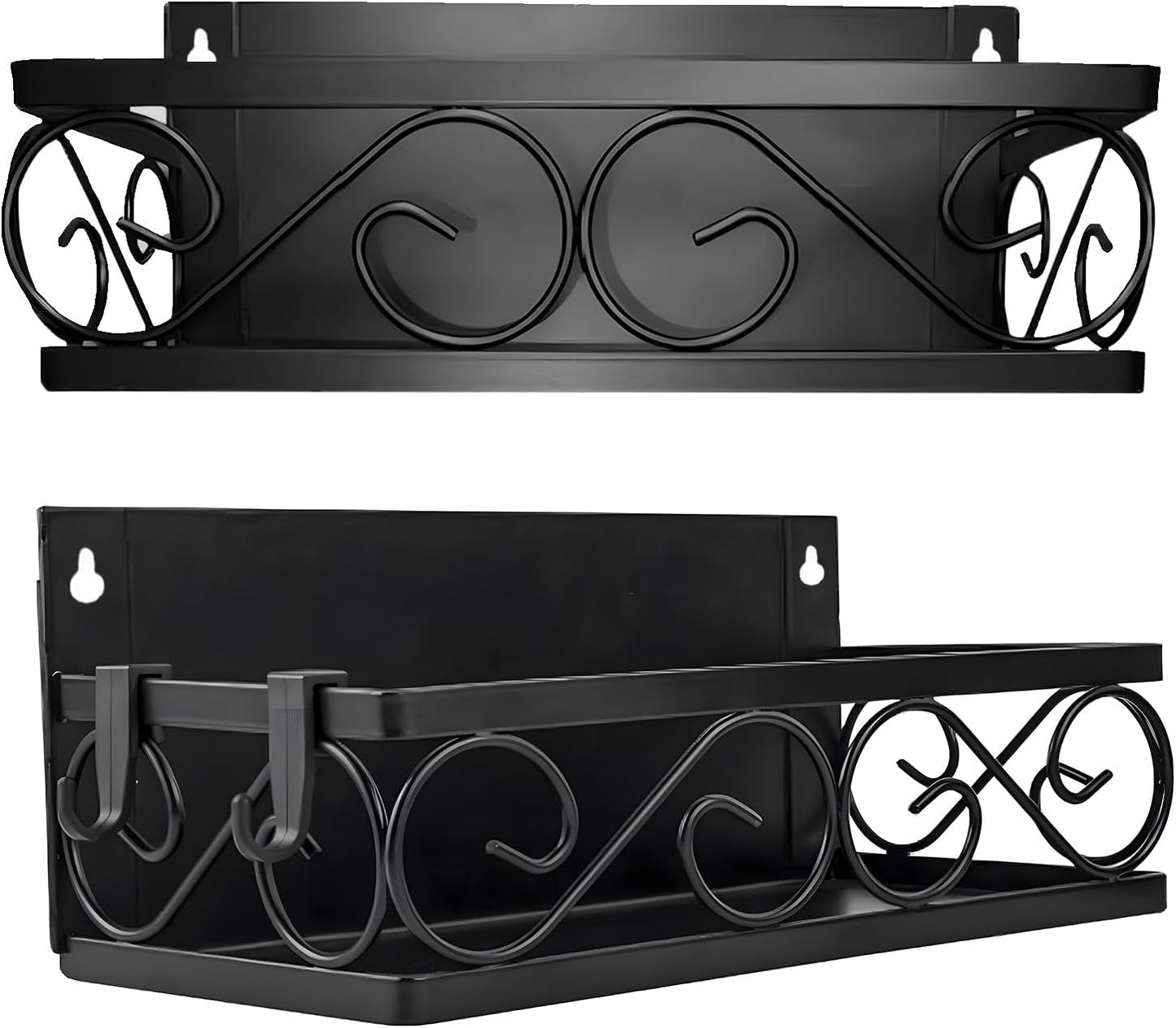 LEONARDLEE Magnetic spice Rack, Stronger Magnet with Wall Mount Option. 4 Removable Hooks, Perfect Space Saver for Kitchen- for Holding Spices, Jars, Bottle, cans (Pack of 2)