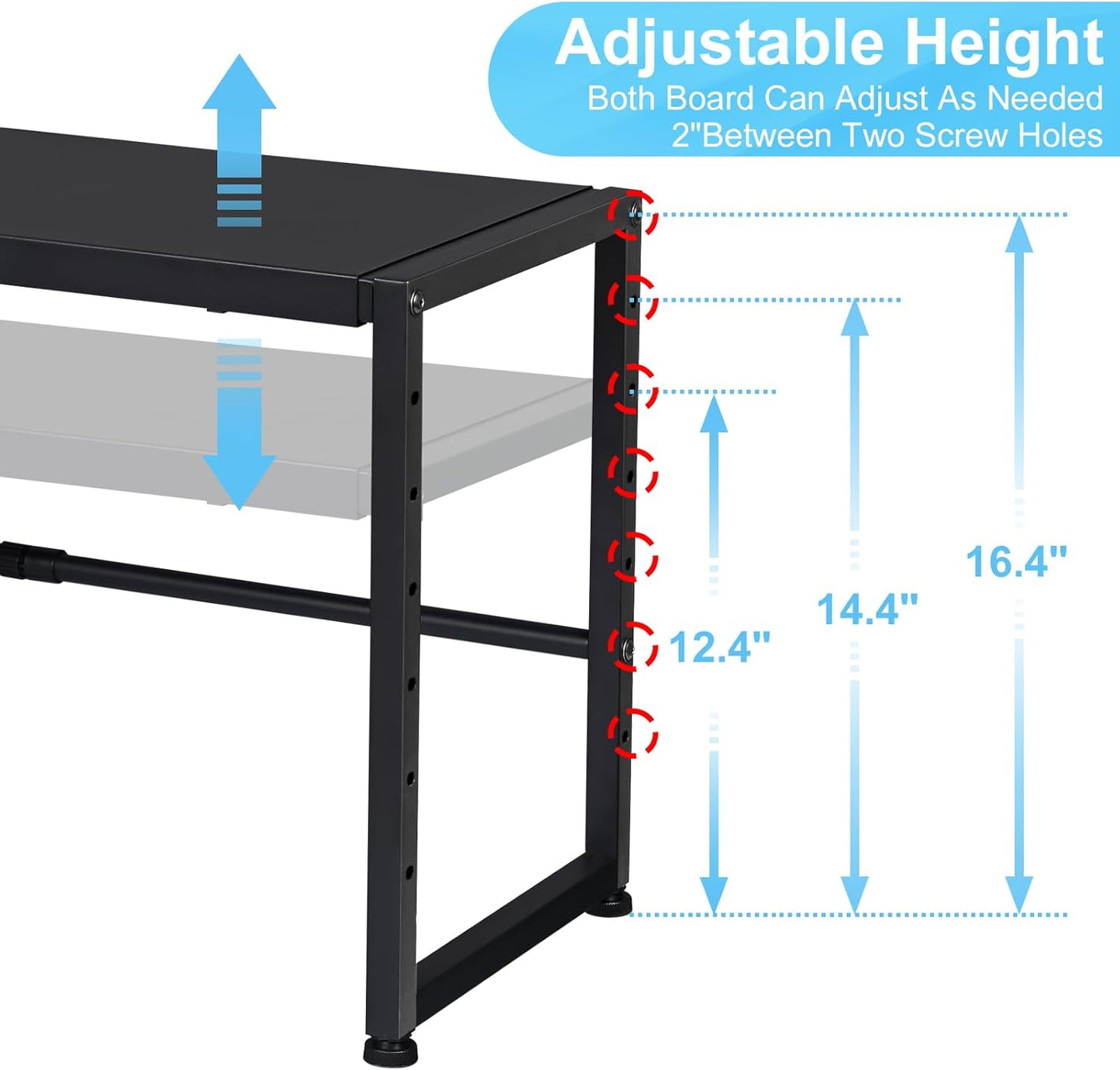 44.3 Inches Expandable Metal Storage Shelves,150LBS Heavy Duty Shelving Units and Storage For Appliance,Adjustable Utility Organization and Storage Shelf Rack For Kitchen Cabinet Closet Garage Pantry