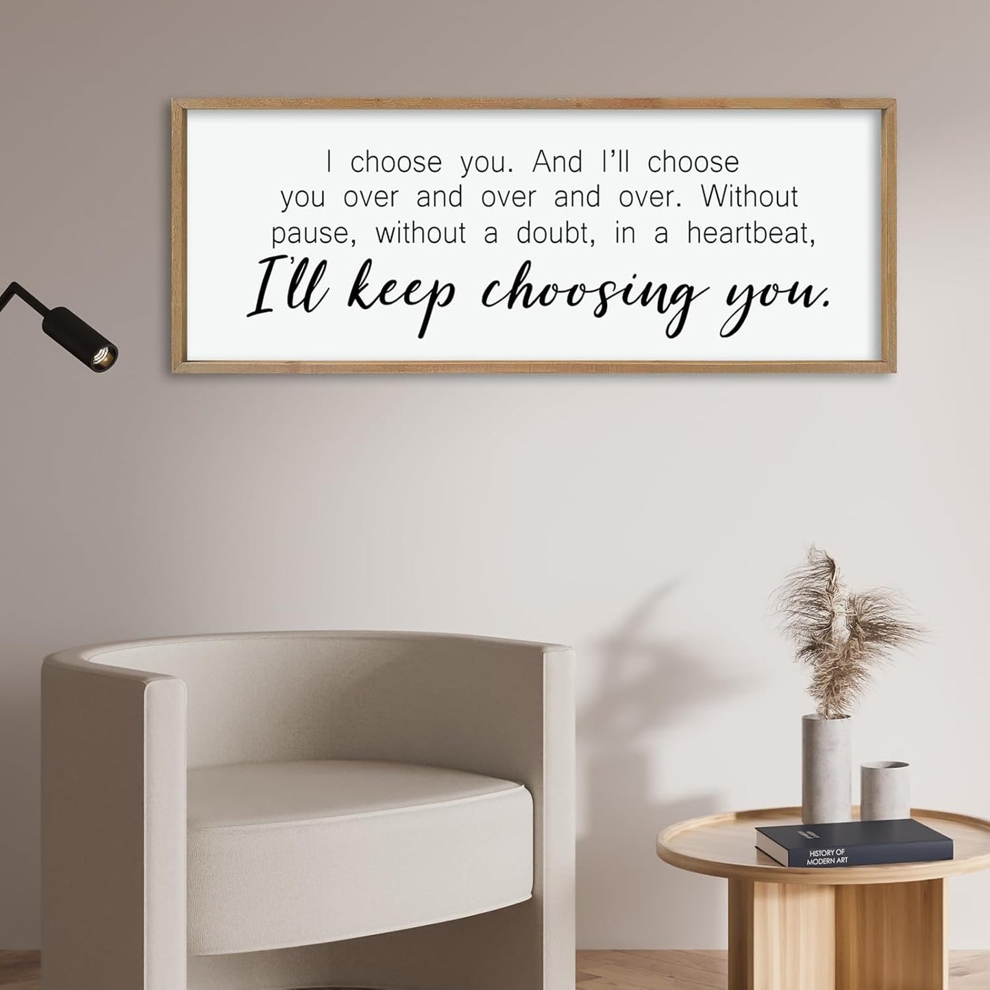 comurdyo I'll Keep Choosing You Sign 32"X12" for Master Bedroom Above Bed Wall Decor I Choose You Large Wood Framed Wall Hanging Art (Wood)
