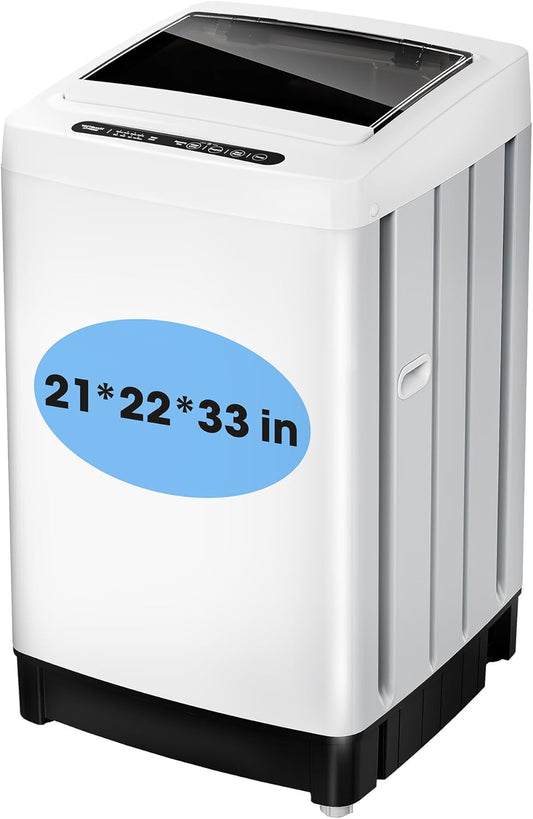 Compact Top-Load Washing Machine, Full-Automatic 1.5 Cu.ft Washer with 10 Water Levels & 8 Wash Programs for Apartment, Home, Dorm and RVs