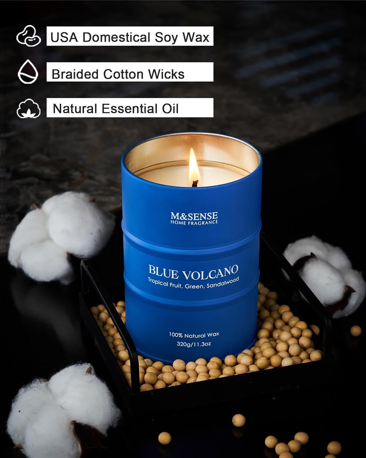 M&SENSE Tropical Fruit Soy Scented Candles Natural Non Toxic, Summer Candles 11.3oz 70 Hours Long Lasting Burning, Unique Candle Gifts Cozy Room Decor for Women Men