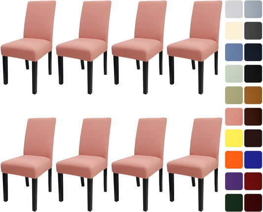JQinHome Terra Cotta Chair Covers for Dining Room Set of 8, High Stretch Removable Washable Parsons Chair Slipcover for Home Party Hotel Wedding Ceremony (8PCS, Terra Cotta)