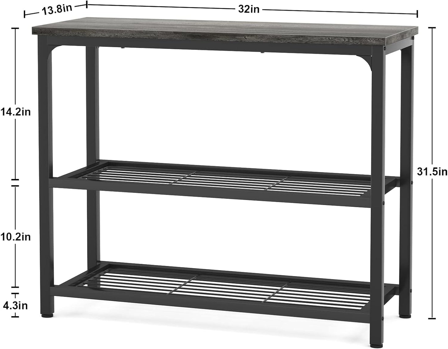 Ecoprsio Small Console Table, Sofa Table with Double Mesh Shelves, Modern Entryway Table for Entryway, Hallway, Foyer, Front Hall, Sofa Couch, Living Room, Bar, Kitchen, 32 Inch, Grey