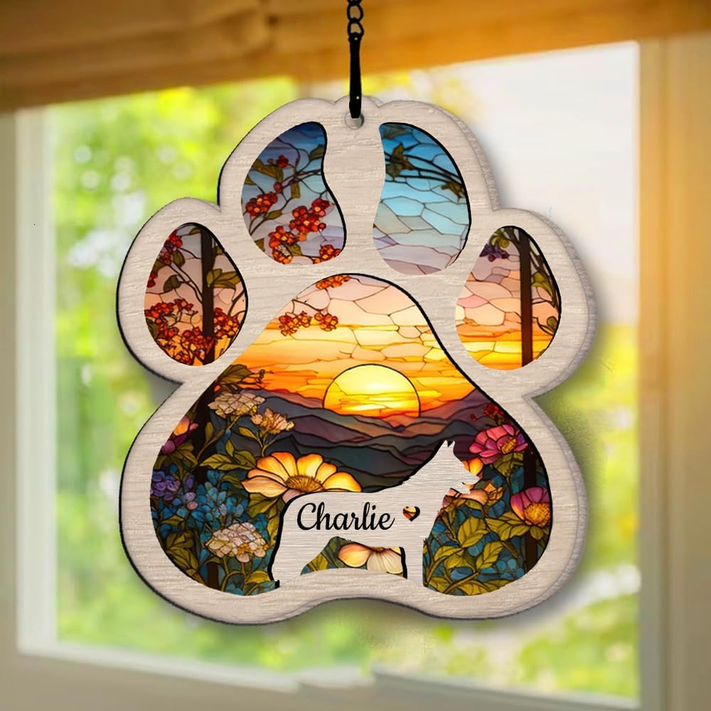 Personalized Czechoslovakian Wolfdog Suncatcher Dog Memorial Gifts, Custom Czechoslovakian Wolfdog Ornament Christmas Tree, Pet Remembrance Gift, Loss of Dog Sympathy Gift, Pet Loss Suncatcher