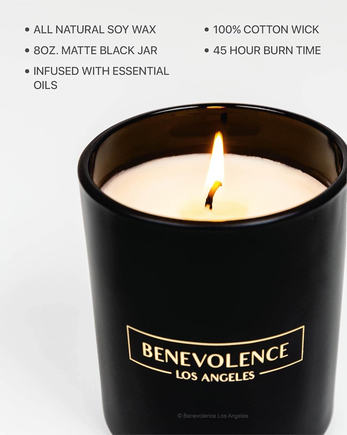 Benevolence LA Eucalyptus & Chamomile Scented Candle | Soy Candles, Black Candle for Home | Gifts for Women and Men | Home Fragrance | Aromatherapy | 8oz, 45 Hour Burn