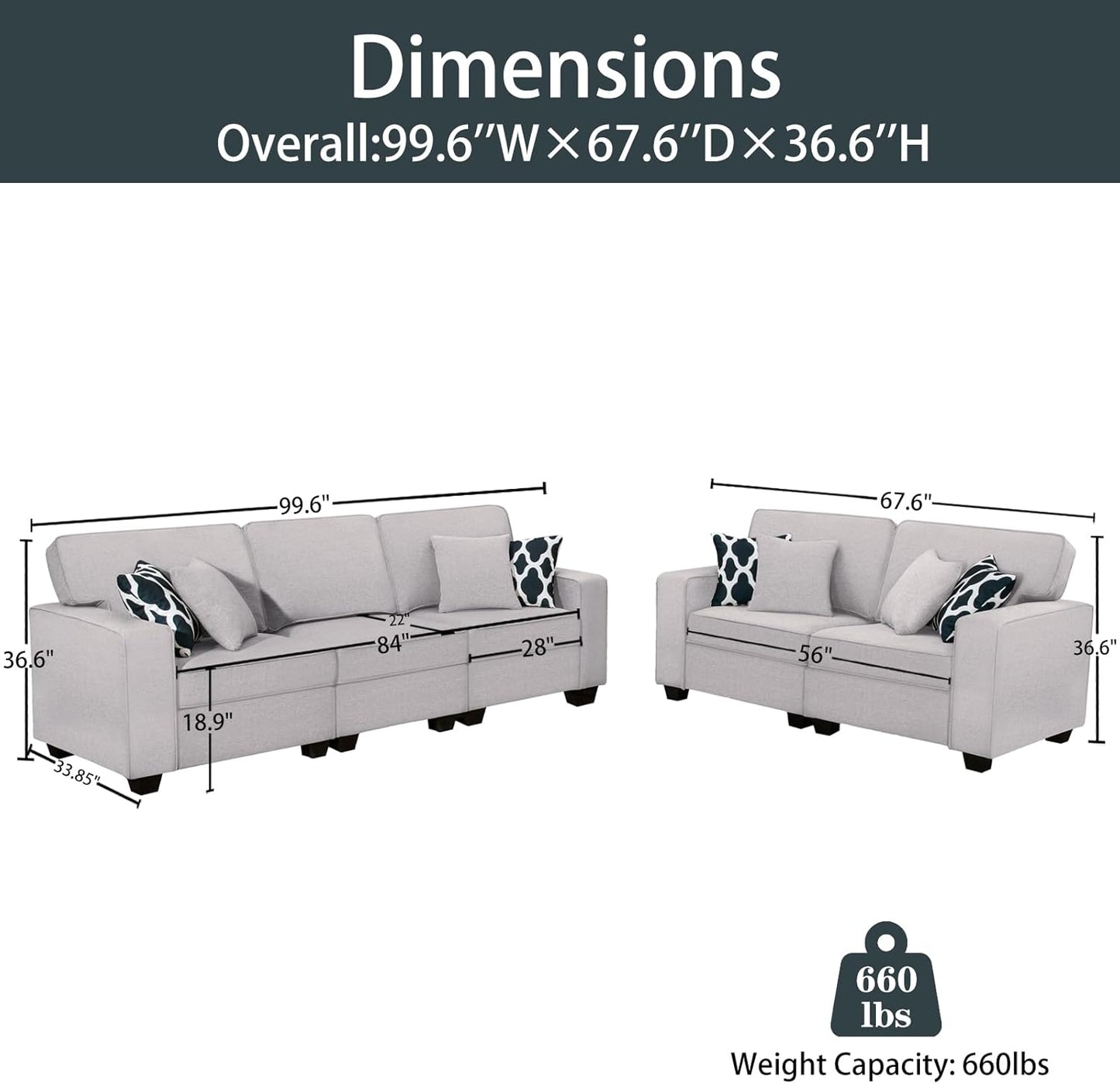 L Lengend Vansen Modular Sectional Sofa U Shaped Couch with Ottoman Modern Reversible Corner Sectional Couch for Living Room (Light Grey, 2+3)