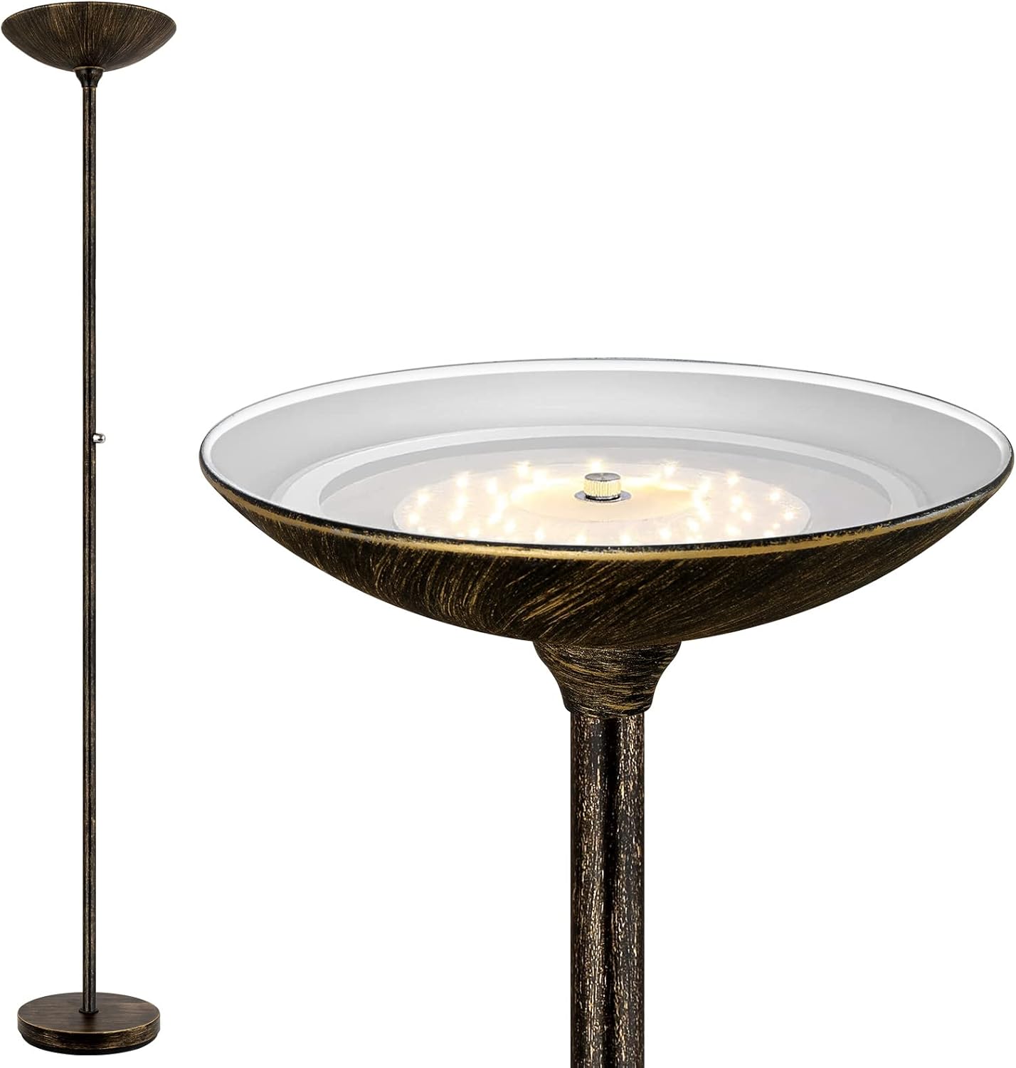 BoostArea Torchiere Floor Lamp Antique Bronze, 24W Super Bright LED Standing Lamp, 3000K Dimmable Pole Lamp with Rotary Switch, 70 Inch Tall Metal Modern Floor Lamps for Living Room/Bedroom/Office/Den