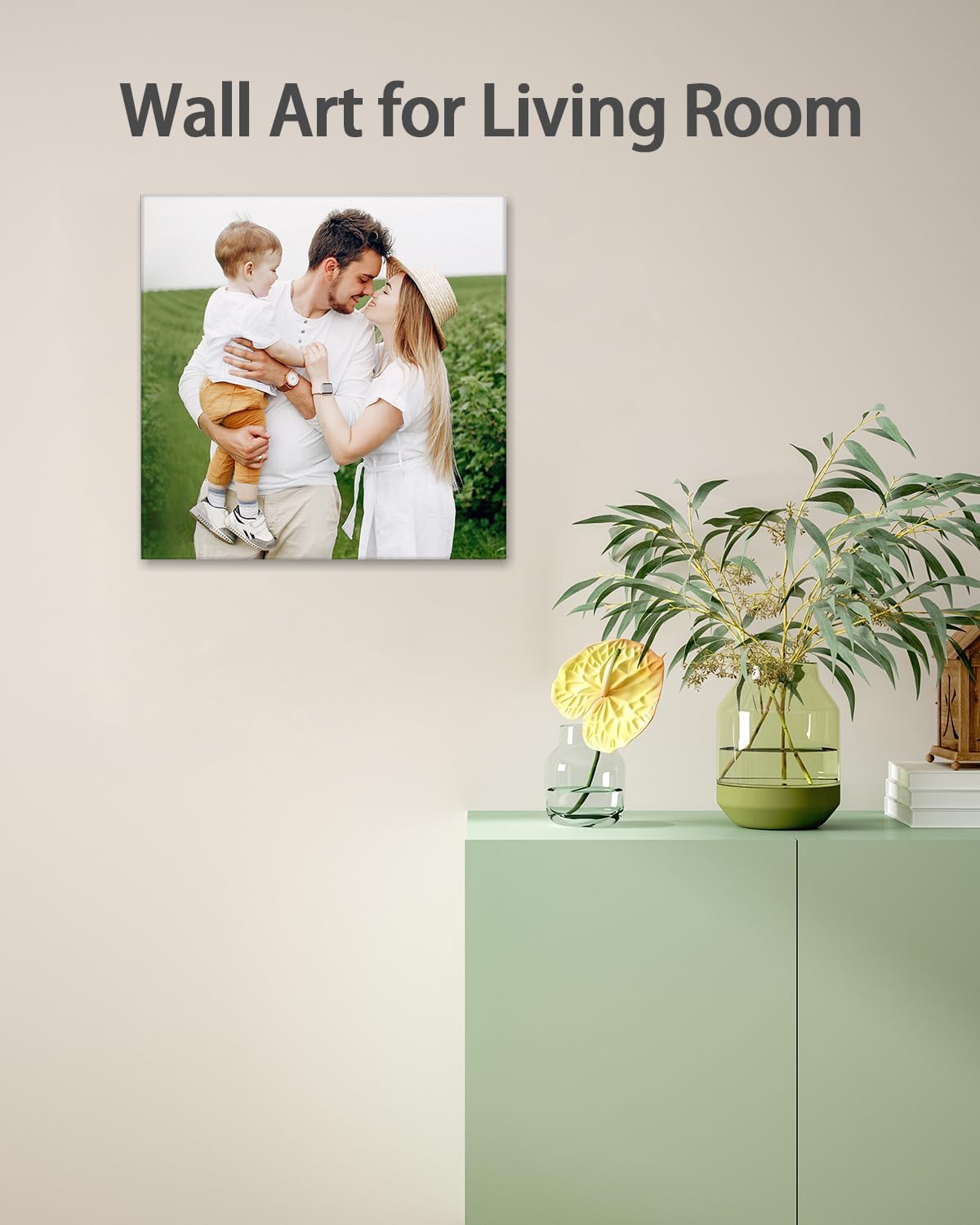 Personalized Custom Canvas Wall Art, Custom Canvas Prints with Your Photos for Living Room, Bedroom, Wedding Pet Baby Family Photo Framed Wall Art, Customized Photo Gift for Family，Friend，Lover，Pet