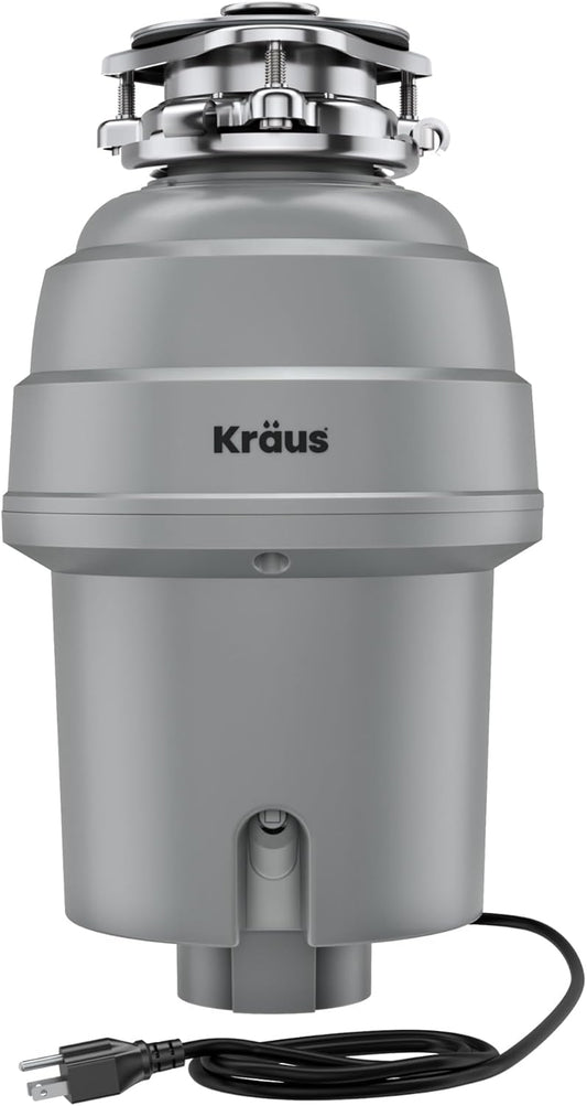 KRAUS WasteGuard High-Speed 1 HP Continuous Feed Ultra-Quiet Motor Garbage Disposal with Power Cord and Flange Included and Universal Mount, KWD200-100MGR