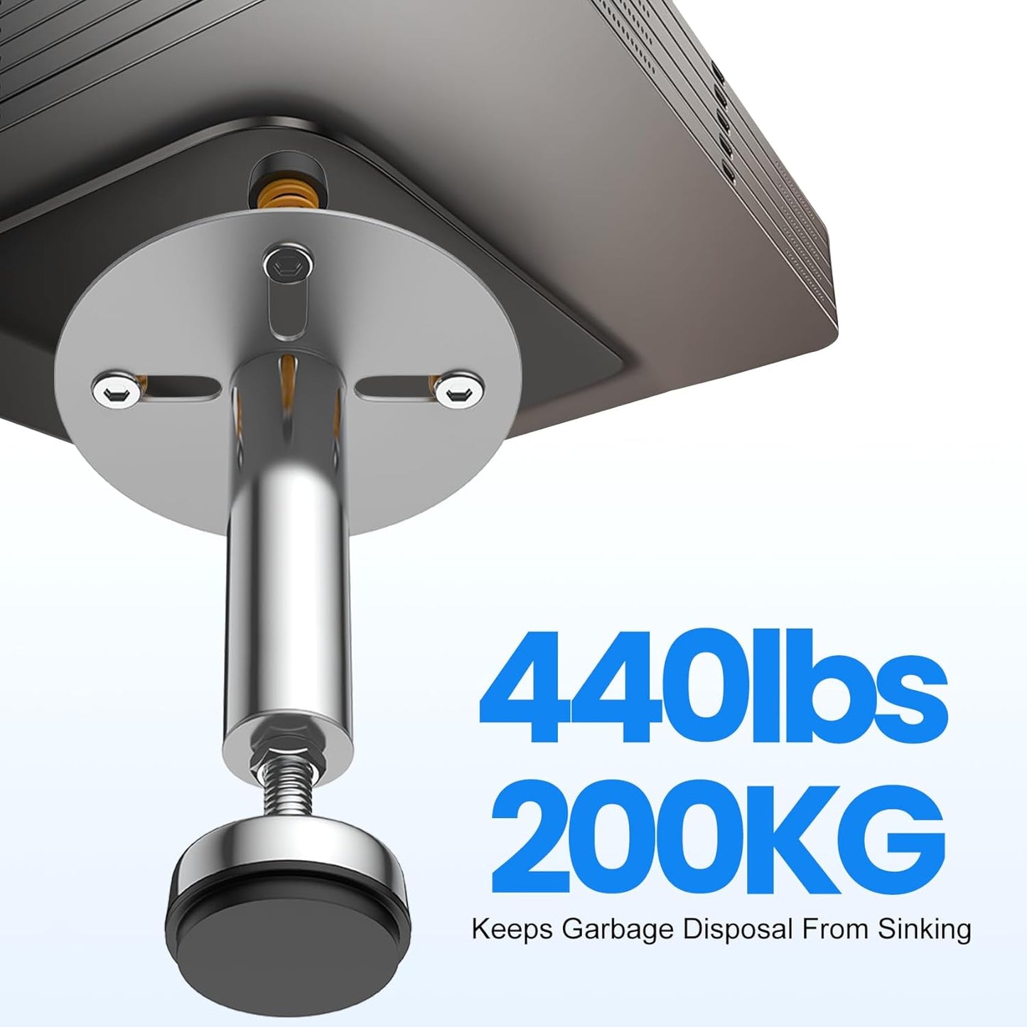 Garbage Disposal Support, Adjustable Spring Shock Absorber Bracket (7.48-10.62 inch (19-27cm)), Holds Up tp 440lbs, Stainless Steel Noise Reduction Installation Kit