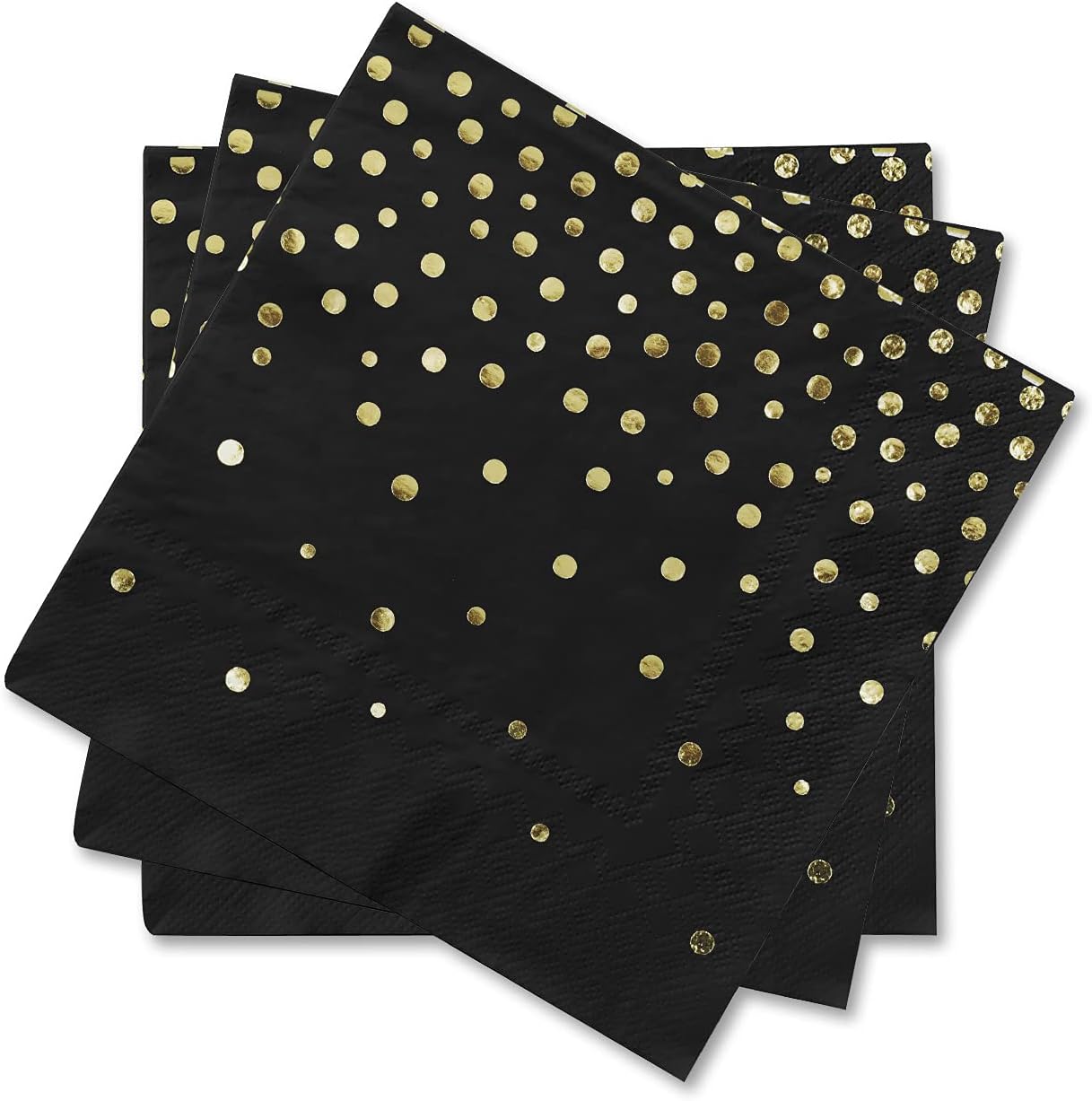 Gatherfun Black and Gold Party Supplies Disposable Napkins Gold Dot Confetti Paper Napkins for Graduation Wedding Anniversary Cocktail Birthday Party Decorations 3-Ply 100 Pack