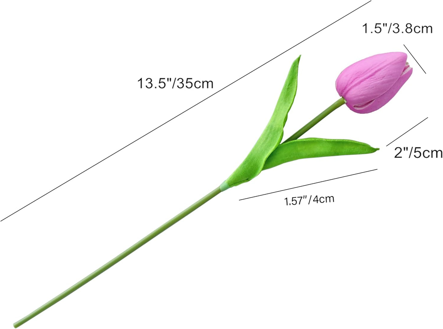 Mandy's Artificial Tulips 20 Stems Lavender PU Faux Flowers for Wedding Home Decor 13.5 Inch