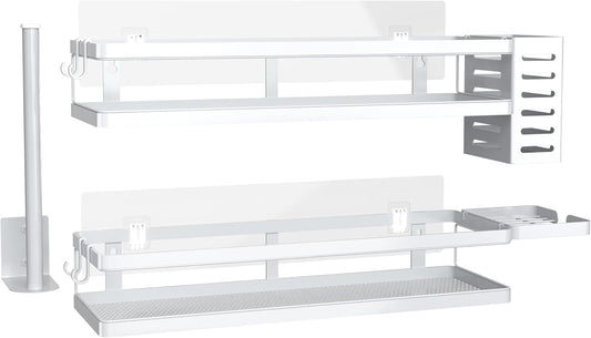PUSDON Metal Wall Hanging Basket 2 Packs DIY Suitable for Multiple Scenes - Large White Guardrail Suit