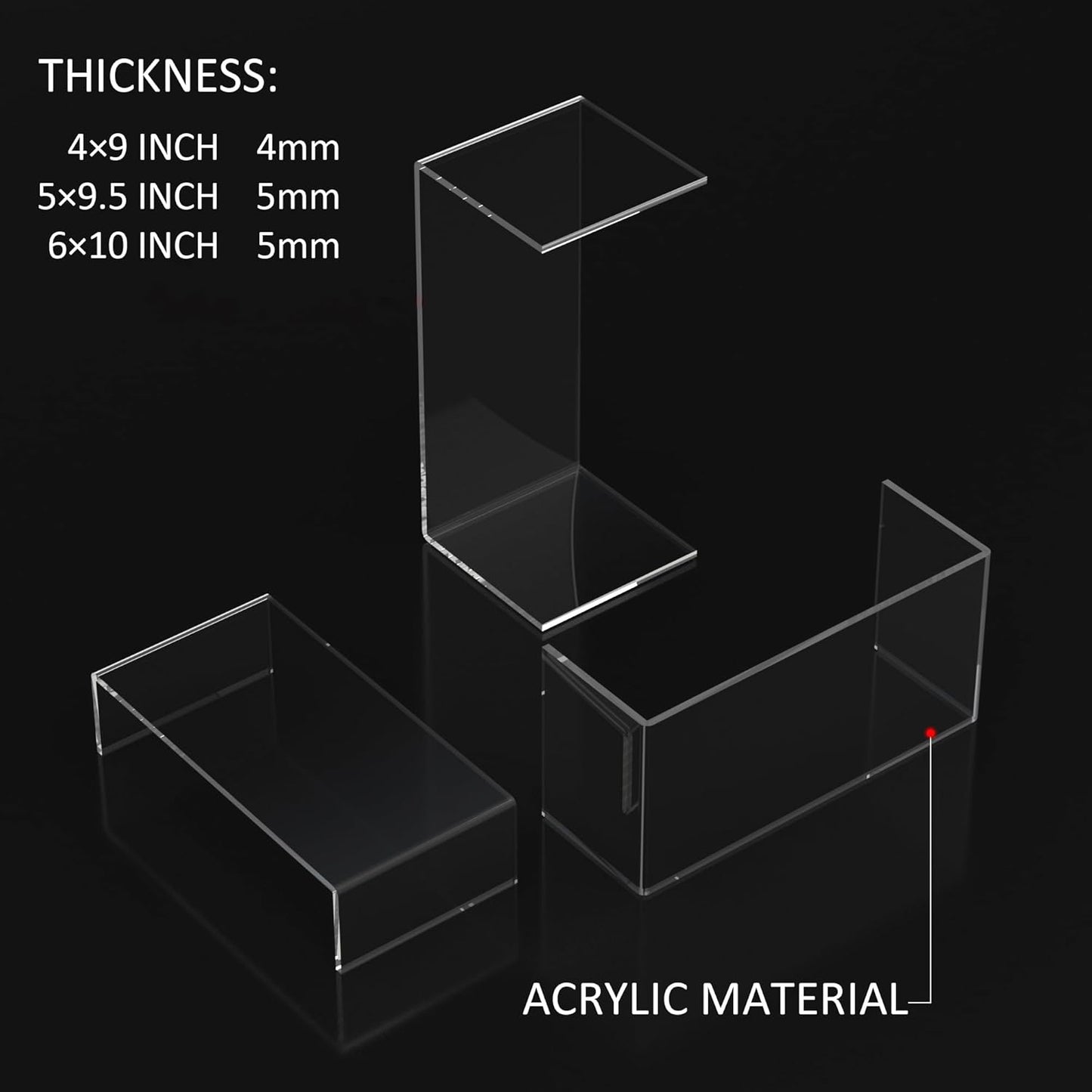 9x9.5x10 Inch Clear Display Risers Shelf 3pcs, Countertop Rectangular Acrylic Display Stands for Funko Pop Figure, Bags, Collectibles