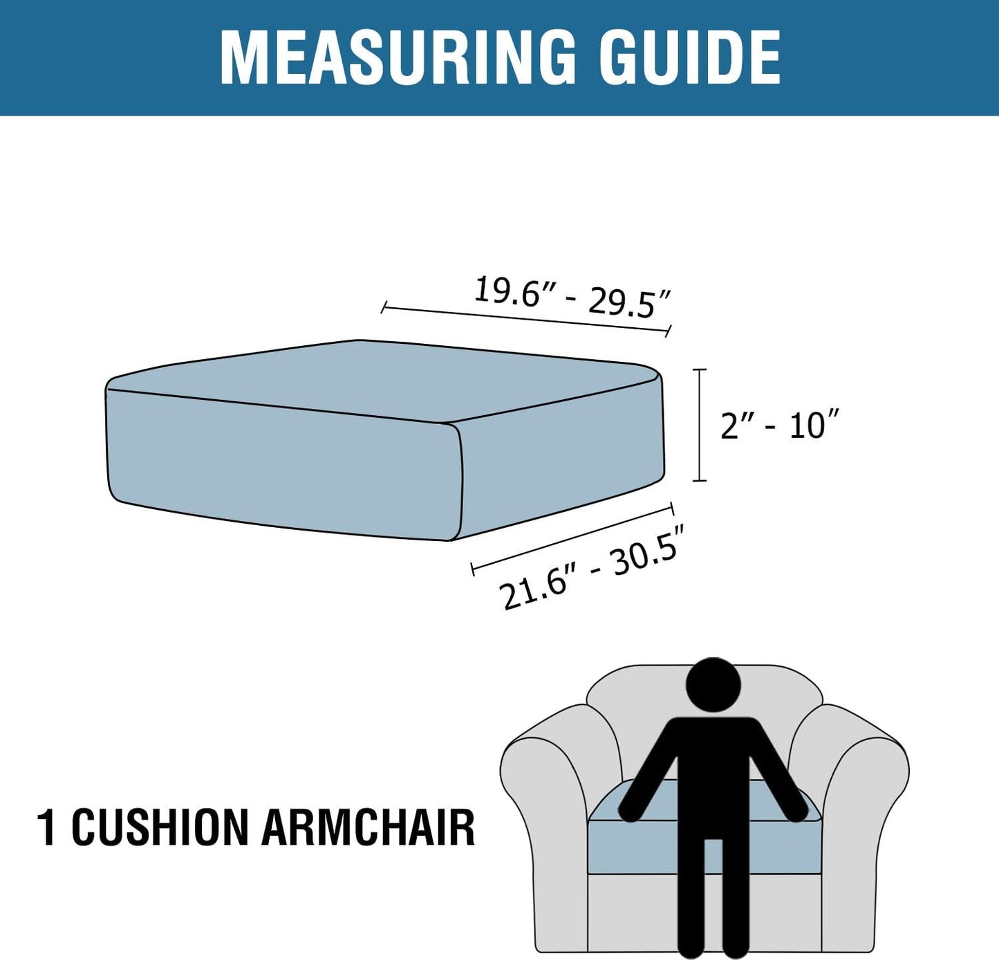 H.VERSAILTEX Velvet Stretch Couch Cushion Cover Plush Cushion Slipcover for Chair Cushion Furniture Protector Seat Cushion Sofa Cover (1 Piece Armchair Cushion Covers, Navy)