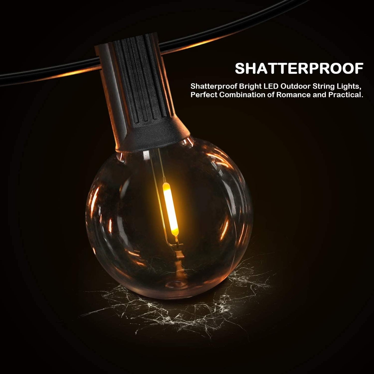 VerRon 100FT LED G40 Globe String Lights, Waterproof Shatterproof Outdoor Patio Lights with 50+2 Dimmable Edison Bulbs, Backyard Hanging Light, Warm White for Bistro Party Wedding Deck Garden