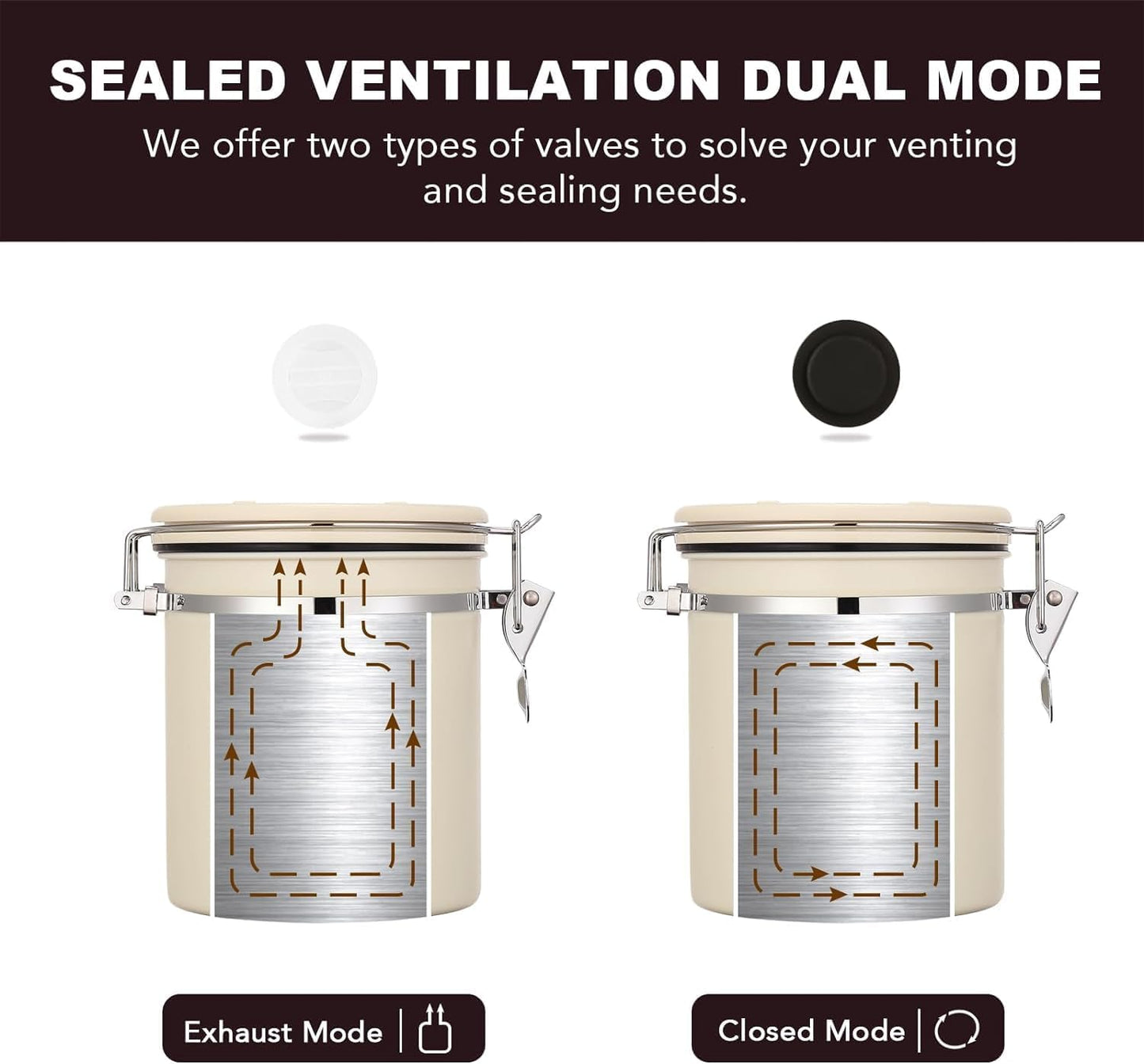 ShanSon Coffee Canister Airtight Coffee Container Stainless Steel Coffee Bean Storage Container with Scoop Coffee Canister for Beans Grounds Sugar Flour Tea Cereal,16OZ, Beige