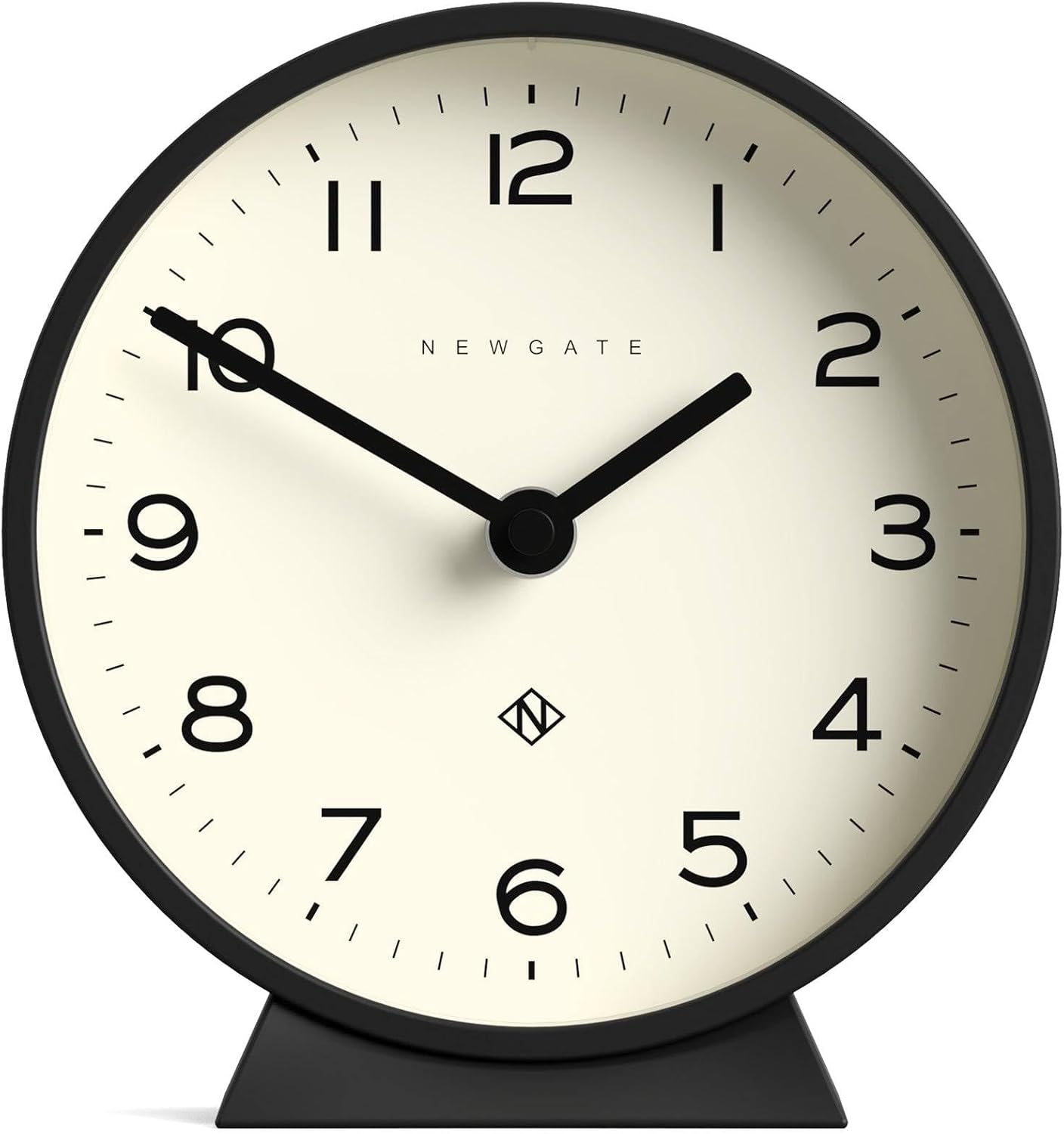 NEWGATE® M Mantel Echo Desk Clock | Modern Round Design | Black | Easy to Read Numbers | Contemporary Style for Desk, Table, Shelf or Bedside