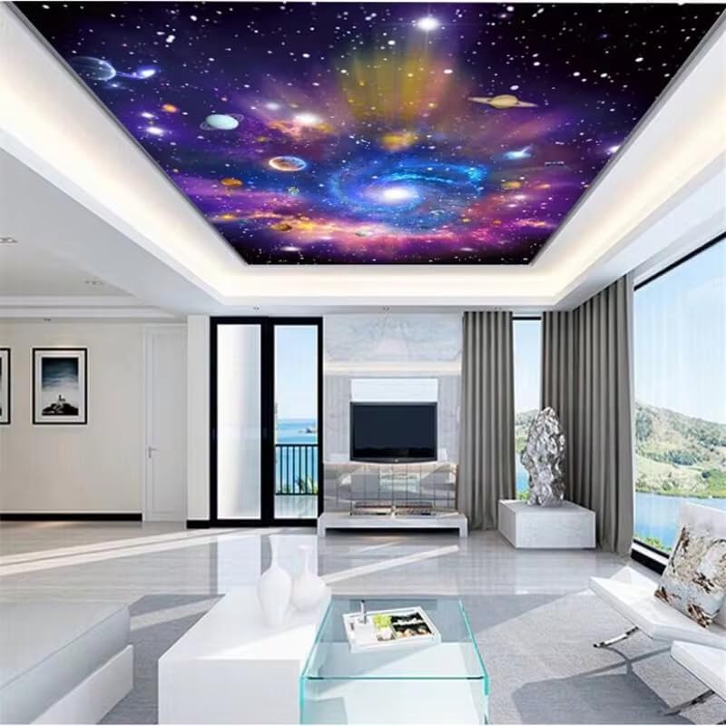 Custom Galaxy Wallpaper 3D Peel and Stick Mural Colorful Starry Universe Cosmic Galaxy Dream Room Ceiling 3D Wallpaper