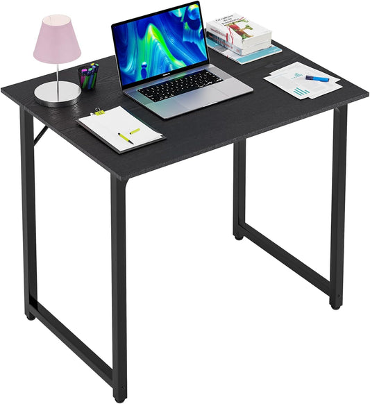 PayLessHere | 32 Inch Computer Desk | Black | Office Desk with Metal Frame, Adjustable Feet | Water-Resistant, Scratchproof Surface | Sturdy Writing Table for Home Office or Study | Pack of 1