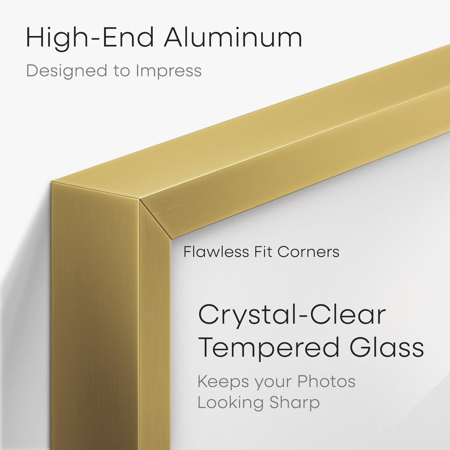 Homeforia A4 Gold Picture Frame, High End Metal 8.3 x 11.7 Frames for Wall or Tabletop, Gold A4 Certificate Frame with Mat A5, 8.3x11.7 Frames Matted to 5.8x8.3 Art, Tempered Glass, Wall Kit, Set of 1