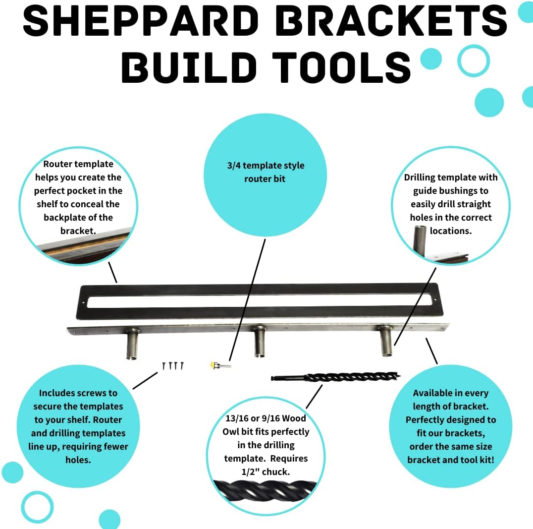 Floating Shelf Brackets - Sheppard Brackets - Easy Install - Heavy Duty (46 inch Build Kit)