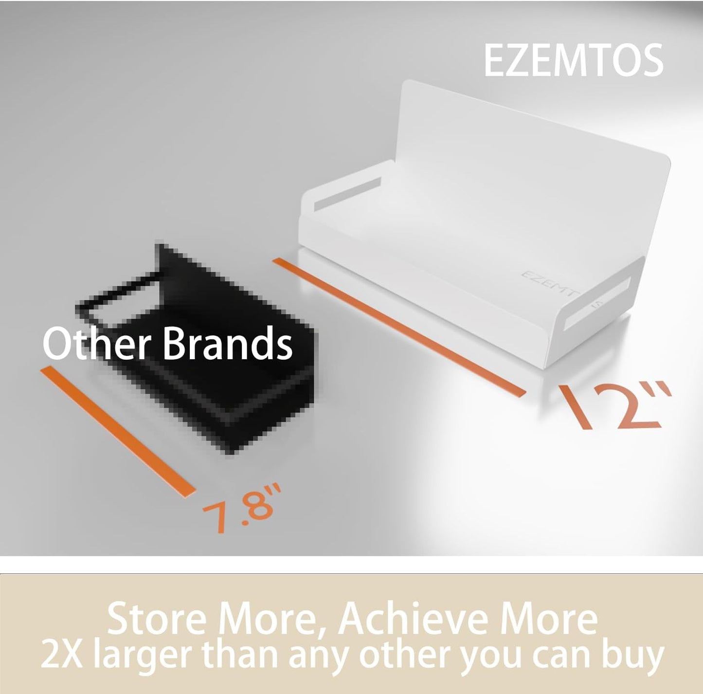 2-Pack Magnet Spice Rack For Refrigerator, White Magnetic Shelves for Classroom, 6" Deep Magnetic Shelf for Fridge Kitchen and Garage Tools Organizing, Heavy Duty 20LB Capacity