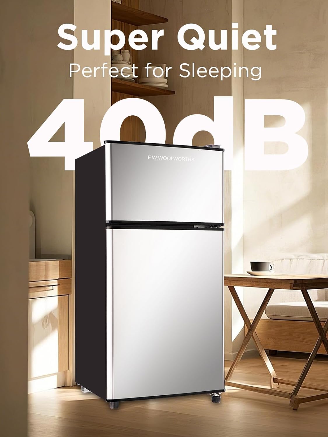 Compact Refrigerator with Freezer, 3.5 cu ft Countertop Mini Fridge with Adjustable Mechanical Thermostat, Retro Compact Fridge for Office, Bedroom, Dorm or Cabin, Silver