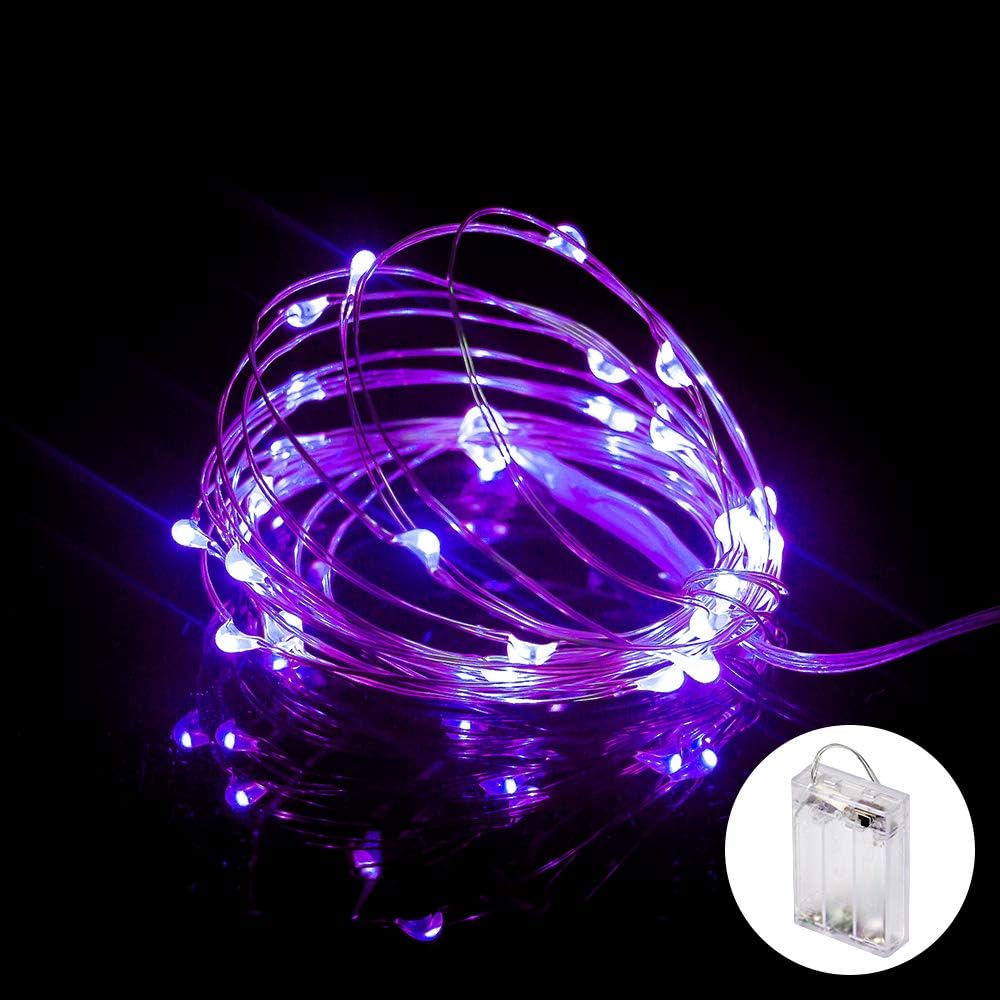 XINKAITE Led String Lights Waterproof 32.8ft led Fairy Lights Battery Operated for Wedding, Home, Garden, Party, Christmas Decoration, Purple