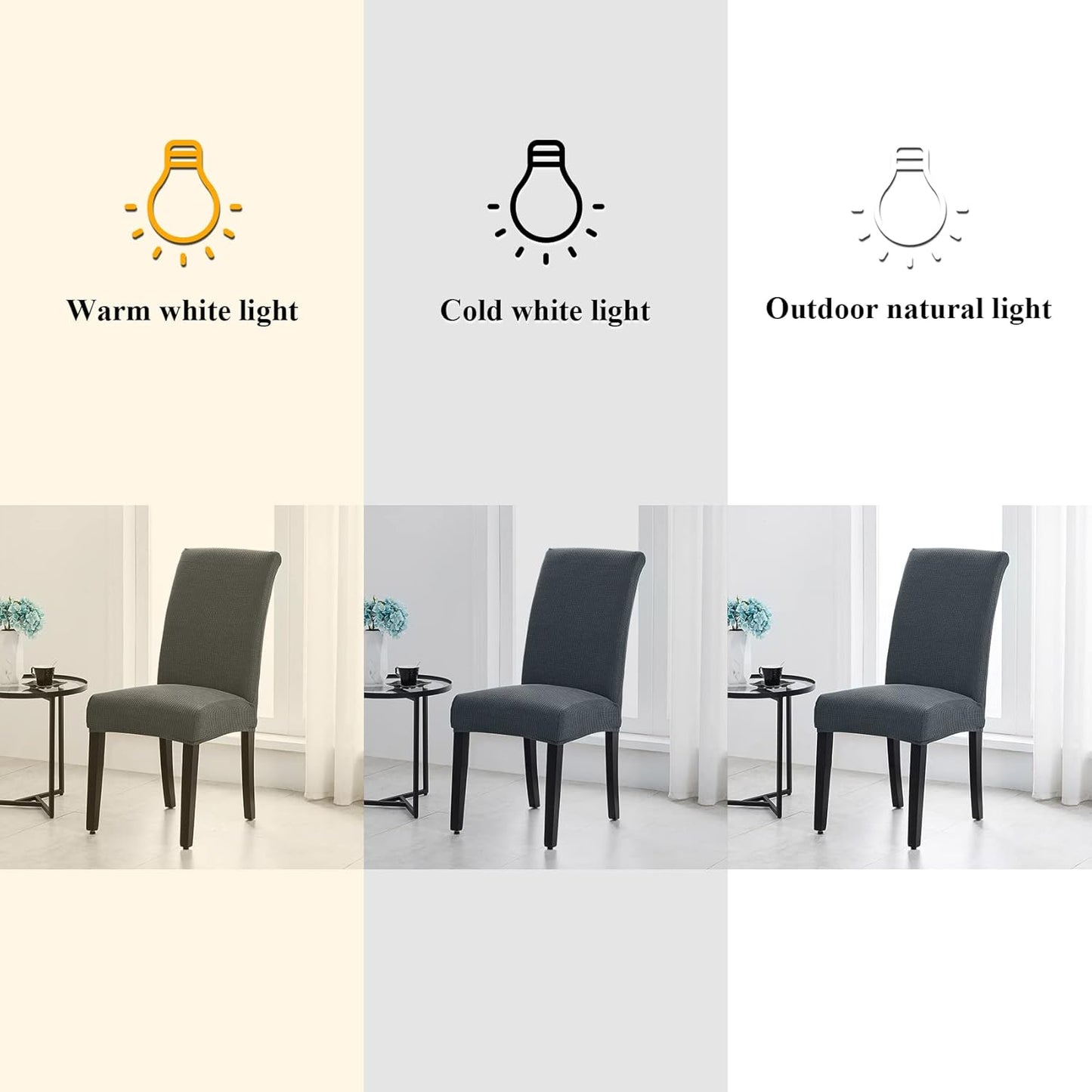 Joccun Chair Covers for Dining Room Set of 8, Dining Chair Slipcovers Stretch Dining Room Chair Covers Seat Protector,Washable Parsons Chair Cover for Home,Hotel,Banquet(Gray,8 Pack)