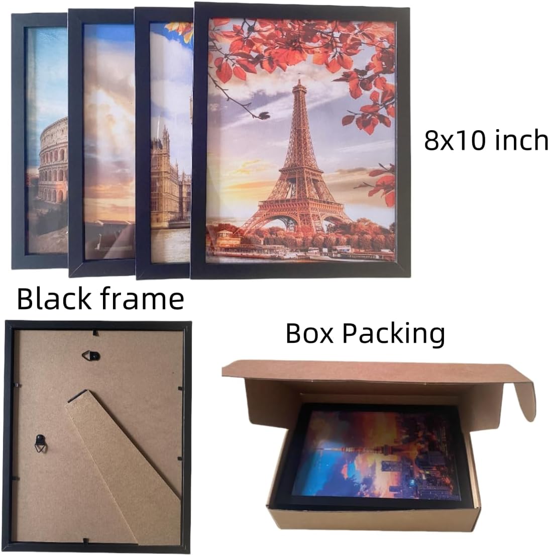 Boho Wall Art Decor, London, Tower of Pisa, Paris, Eiffel Tower,Roman Colosseum,City Wall Decor Art ,Modern Landscape Wall Art for Living Room Bedroom Prints Poster ,8x10 Inch Set of 4,Unframed