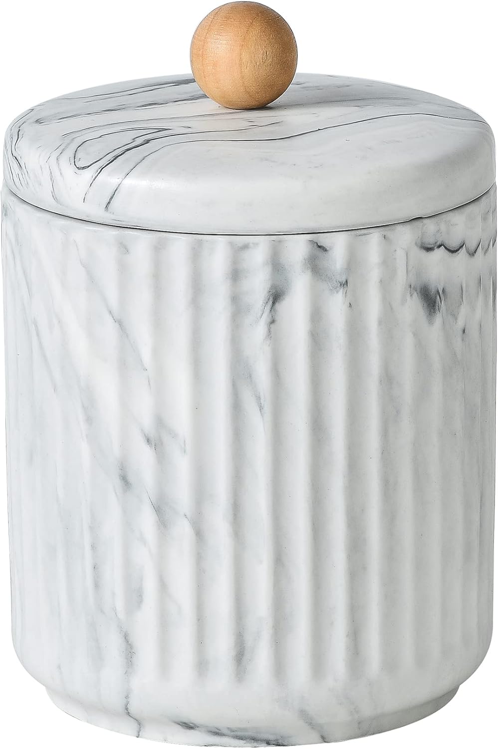 Bathroom Canister with Lid Qtip Holder Dispenser Jar Storage Organizer for Bathroom, Bedroom, Vanity, Kitchen Cabinet