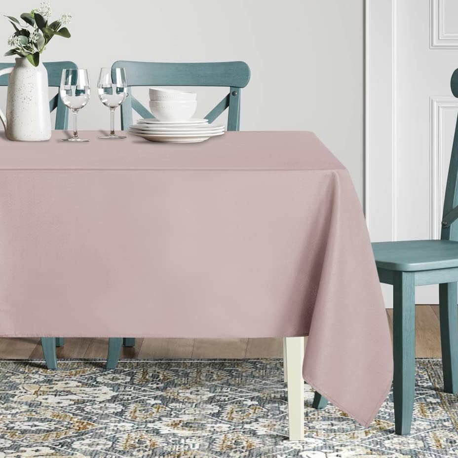 sancua Rectangle Tablecloth - 70 x 108 Inch - Stain and Wrinkle Resistant Washable Polyester Table Cloth, Decorative Fabric Table Cover for Dining Tables, Buffet Parties and Camping, Blush